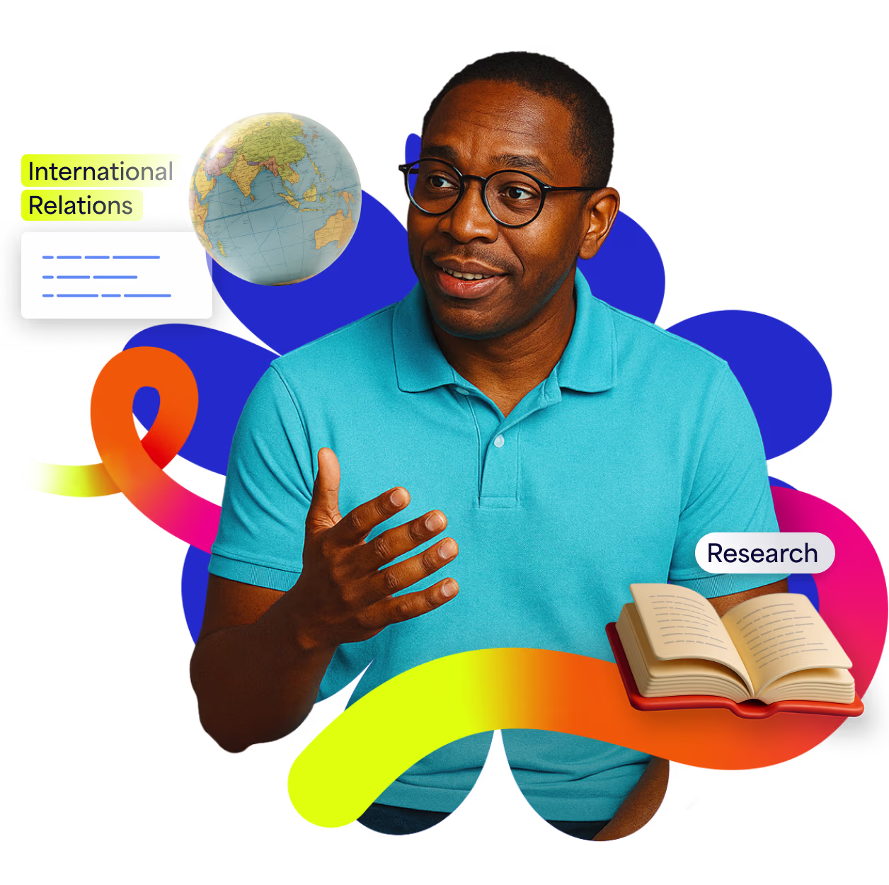 A teacher shows example ideas to add to Prezi AI to create an engaging educational presentation